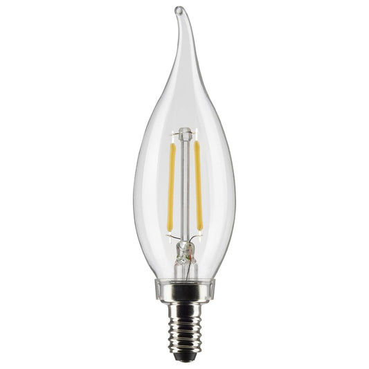 Satco S21294 3 Watt CA11 LED; Clear; Candelabra base; 90 CRI; 2700K; 120 Volt