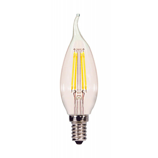 Replacement for Satco S21722 4.5 Watt CA10 LED Clear Candelabra base 5000K 120 Volt 2-Card - NOW S21842