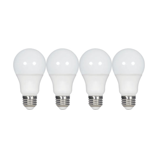 Satco S39597 9.5 Watt A19 LED Frost 5000K Medium base 220 deg. Beam Angle 120 Volt Non-Dimmable 4-Pack