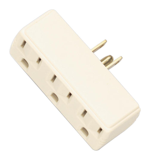 Satco S70-546 Triple Tap Adapter Polarized Carded Ivory Finish Carded