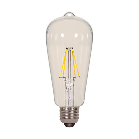 Replacement for Satco S9895 7ST19/CL/LED/E26/30K/120V 6.5 Watt ST19 LED Clear Medium base 3000K 120 Volt - 4NOW S2136