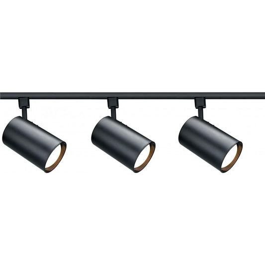 Satco TK319 3 Light - R30 - Straight Cylinder Track Kit - 4 foot Track - Black