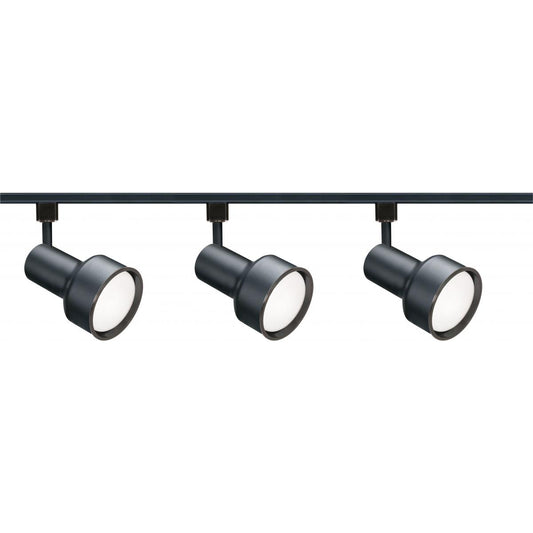 Satco TK321 3 Light - R30 - Step Cylinder Track Kit - 4 foot Track - Black