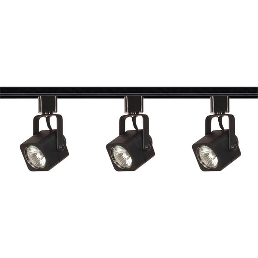 Satco TK346 3 Light - MR16 - Square Track Kit - 4 foot Track - Line Voltage - Black