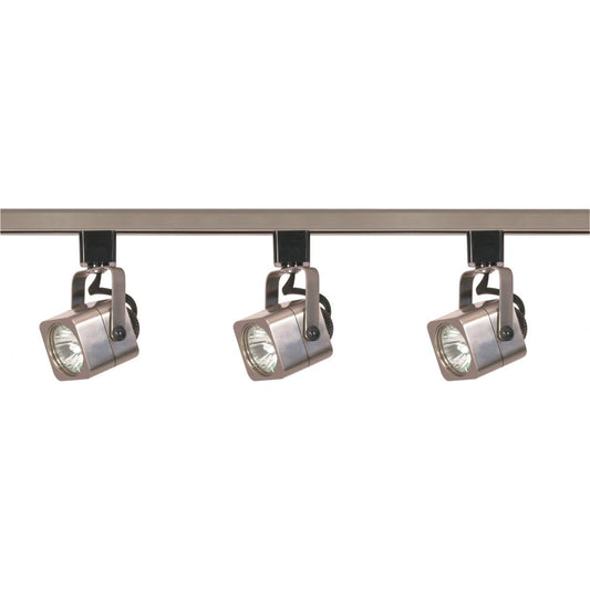 Satco TK347 3 Light - MR16 - Square Track Kit - 4 foot Track - Line Voltage - Brushed Nickel