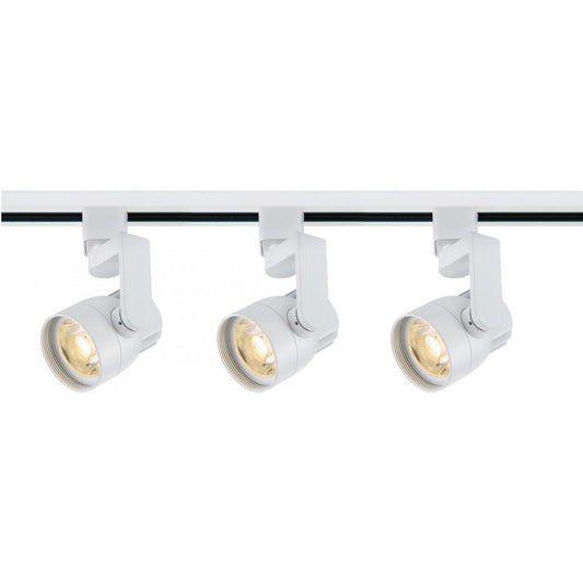 Satco TK423 Track Lighting Kit - 12 Watt LED - 3000K - 4 foot Track - 36 degree - Round shape with angle arm - White finish